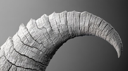 A close-up of textured goat horns on a contrasting black and white gradient background