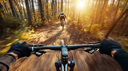  A mountain biking race through rugged forest trails, energy and adrenaline captured in motion3