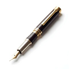 Classic fountain pen on white background