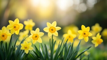 Obraz premium Springtime Daffodils in Sunlight