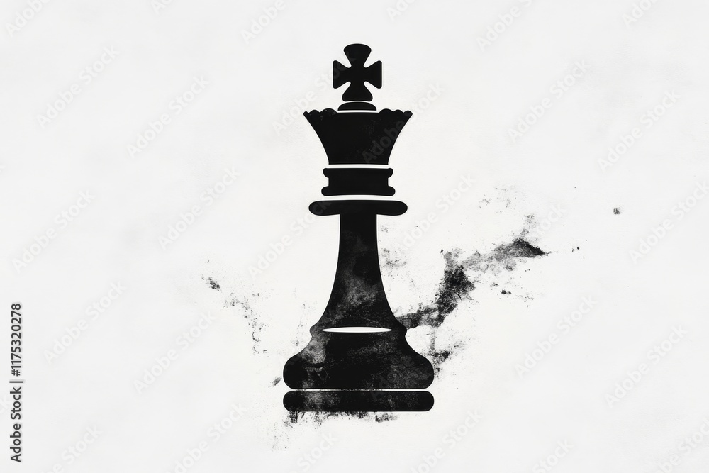 Poster a minimalist design of a chess knight, rendered in black silhouette on a plain white background