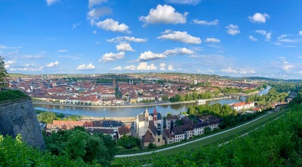 Würzburg Cityscape with Main River Bend and Historic Church