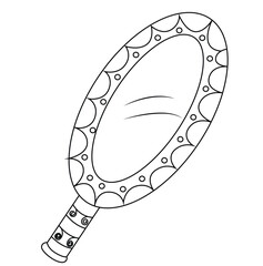 Cute cartoon hand drawn vector hand mirror coloring page.