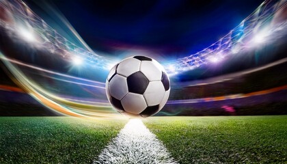Naklejka premium Dynamik pur: Fliegender Fußball mit unscharfem Hintergrund