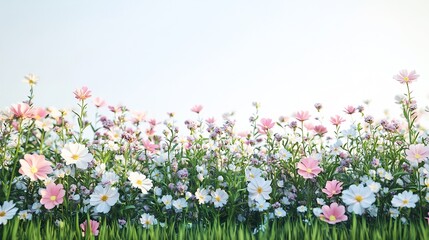 Serene Cosmos Flower Meadow: A Breathtaking Springtime Bloom
