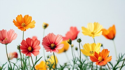 Fototapeta premium Vibrant Cosmos Flowers in a Soft Light