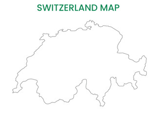 High detailed map of Switzerland. Outline map of Switzerland. Europe