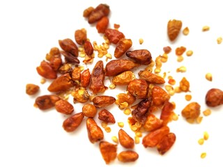 Dried portion of spicy chili with little seeds.
