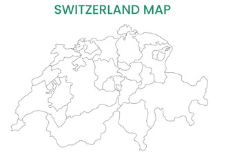 High detailed map of Switzerland. Outline map of Switzerland. Europe