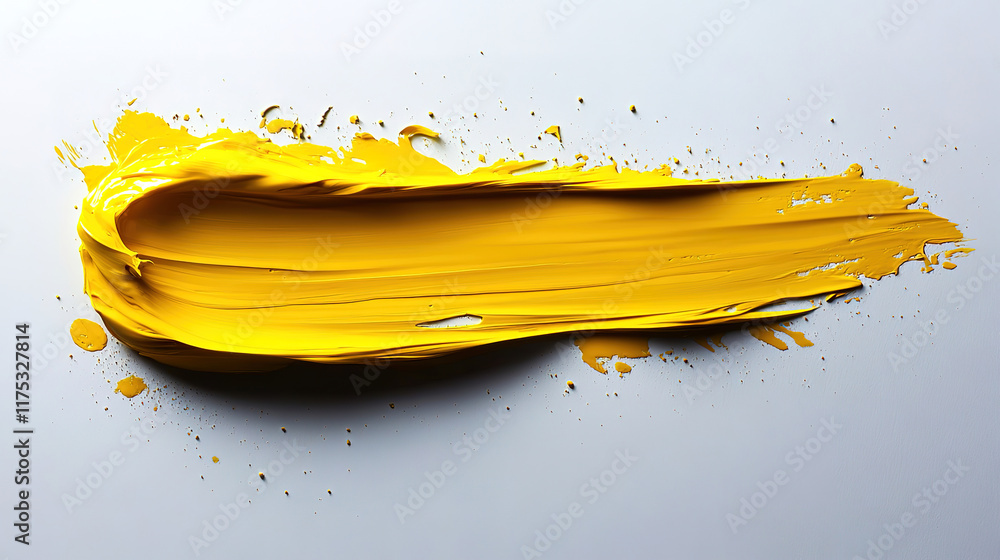 Poster artistic yellow brushstroke with sharp edges on plain background
