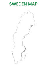 High detailed map of Sweden. Outline map of Sweden. Europe