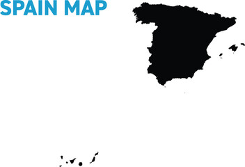 High detailed map of Spain. Outline map of Spain. Europe
