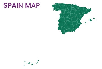 High detailed map of Spain. Outline map of Spain. Europe
