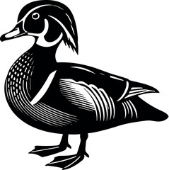 Mallard Duck vector black silhouette cricut design for T-shirt