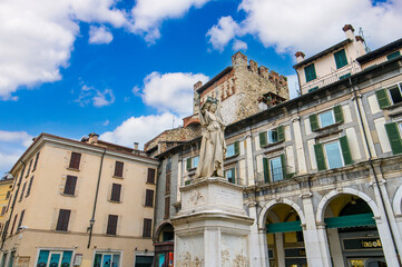 The monument of Bella Italia on the Piazza della Loggia in Brescia, Italy