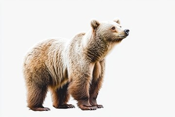 Fototapeta premium Fierce brown grizzly bear depicted with a transparent background (PNG)