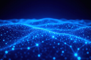futuristic vibrant landscape blue dots lines digital display