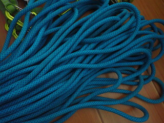 blue rope for sport rock climbing