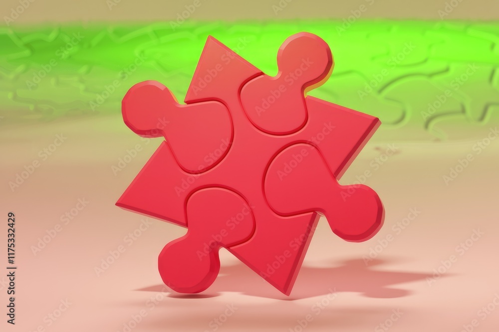 Poster a single red puzzle piece, symbolizing connection, solution, and teamwork.