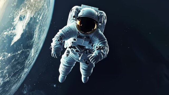 Astronaut in space floating CGI Cinematic art background