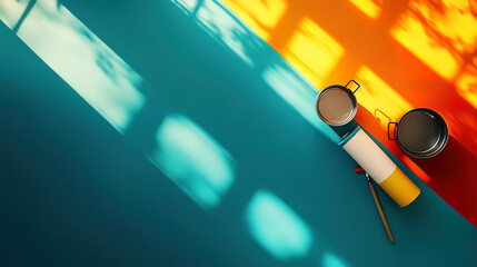 Colorful Painting Workspace with Tools