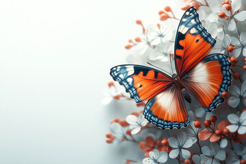 Fototapeta premium Vibrant Butterfly Resting Amidst Delicate Spring Blossoms