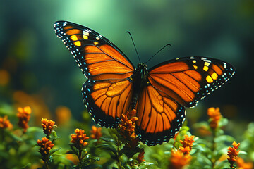 Fototapeta premium Monarch Butterfly Resting on Orange Flowers