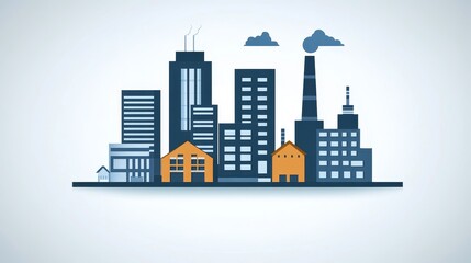 Obraz premium Urban Industrial Skyline A stylized cityscape blending modern buildings and industry