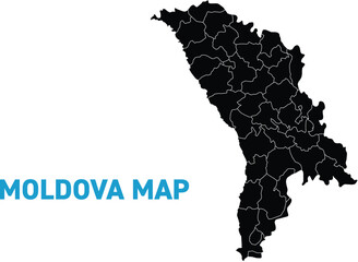 High detailed map of Moldova. Outline map of Moldova. Europe