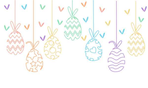 Happy Easter with easter eggs. Ilustration vector