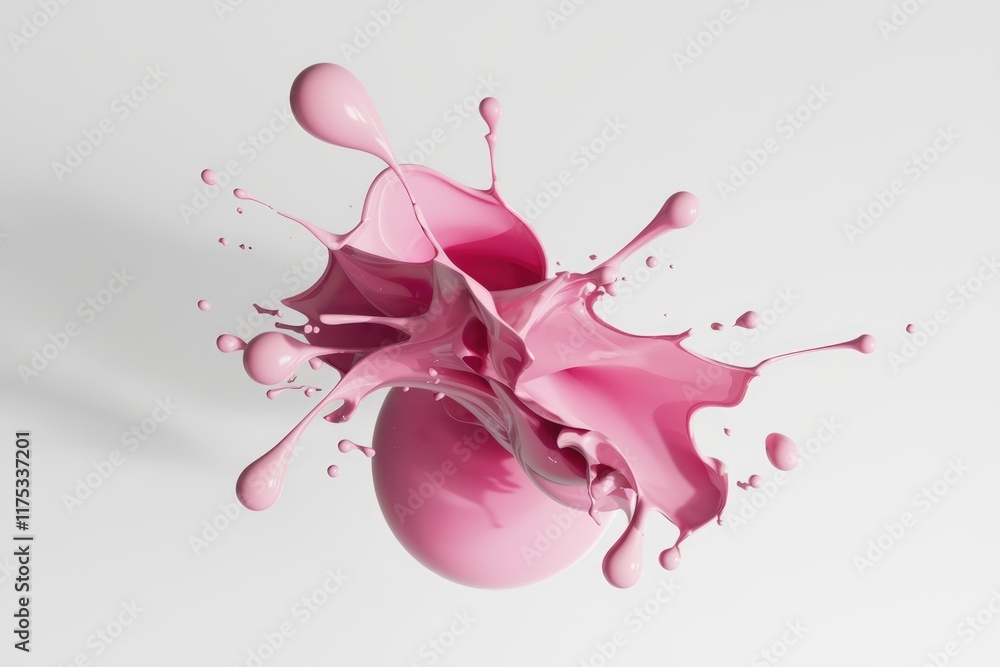 Aufkleber Pink paint explodes in a dynamic splash, creating an abstract art piece.