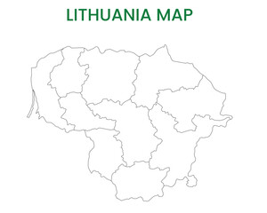 High detailed map of Lithuania. Outline map of Lithuania. Europe