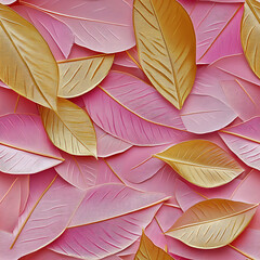 Pink Gold Leaves Background