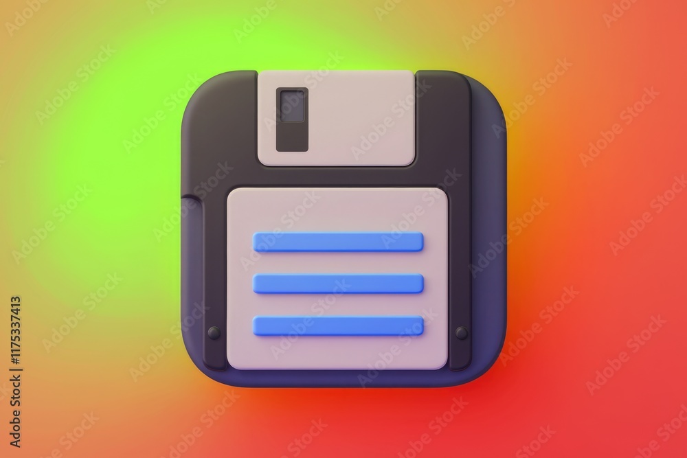 Fototapete A 3D rendered image of a retro floppy disk, symbolizing data storage and nostalgia for classic computing.