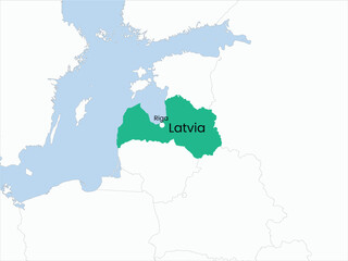 High detailed map of Latvia. Outline map of Latvia. Europe