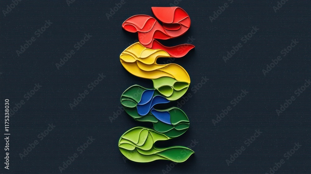 Poster abstract colorful waves: a vibrant, layered design featuring a series of interconnected, multicolore