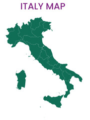 High detailed map of Italy. Outline map of Italy. Europe