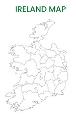 High detailed map of Ireland. Outline map of Ireland. Europe