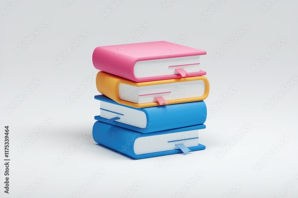 Poster A stack of four colorful books, representing knowledge and education.