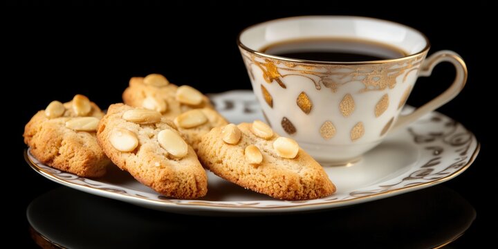 Almond cookies and coffee pairing for relaxing moment