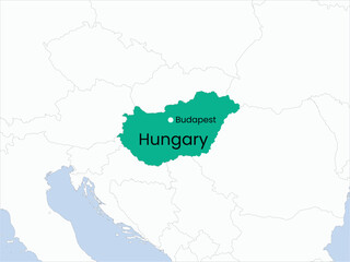 High detailed map of Hungary. Outline map of Hungary. Europe