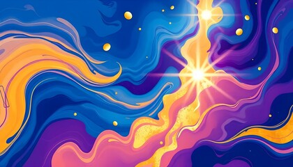 Obraz premium Vibrant Abstract Fluid Art Background with Gold Accents