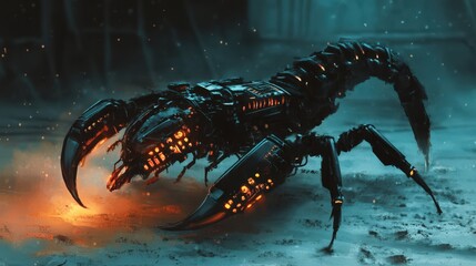 Mechanical Scorpion in a Futuristic Wasteland Setting