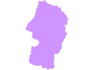山形県　地図　紫　イラスト