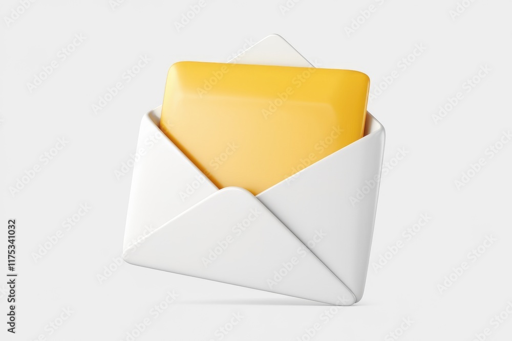 Poster a white envelope with a yellow message inside, symbolizing email or communication.