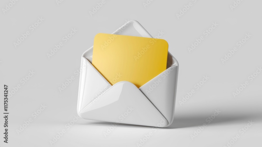 Poster a white envelope with a yellow message inside, symbolizing communication or correspondence.