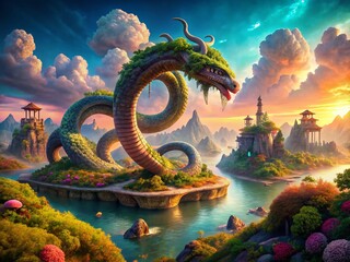 Obraz premium Surreal Photo: Giant Snake Tongs in a Dreamlike Landscape