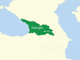 High detailed map of Georgia. Outline map of Georgia. Europe