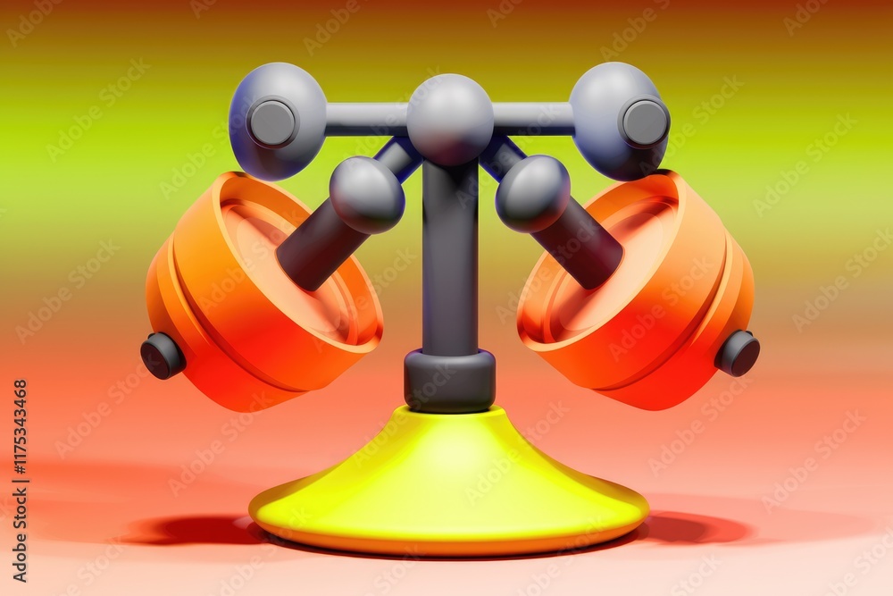 Aufkleber Abstract 3D render of a vibrant, colorful, symmetrical object with rotating elements.