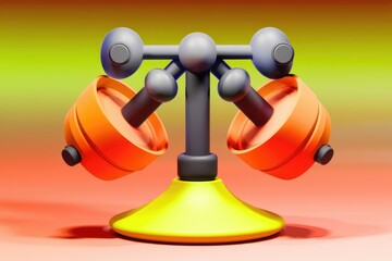 Abstract 3D render of a vibrant, colorful, symmetrical object with rotating elements.